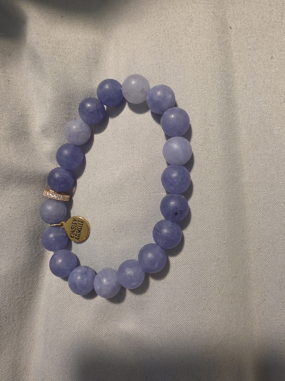Kinsley Armelle Lavender Bead Bracelet with Gold Charm